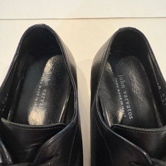 John Varvatos Size 12 Black Dress Shoes Oxford Handmade in Italy - Picture 3 of 7